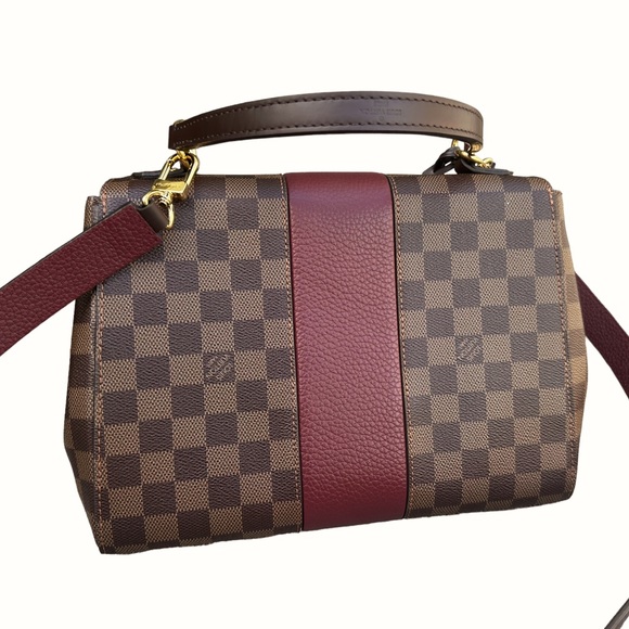Louis Vuitton Bond Street Top Handle Bag Damier Burgundy Leather MM Brown - Picture 9 of 11